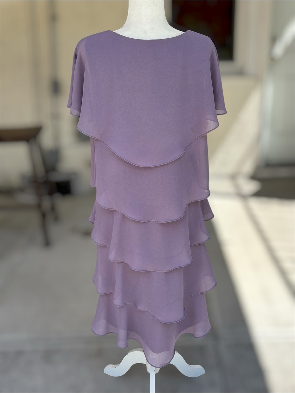 Patra Purple Layered Chiffon Tiered Cocktail Dress Size 16 EUC - Picture 5 of 8